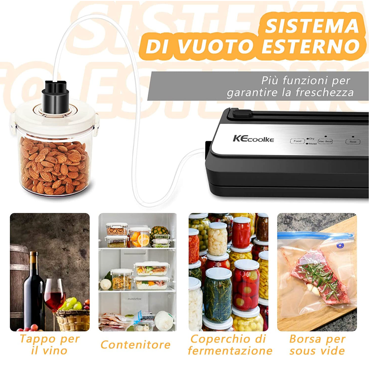 Vacuum Sealer Food Sealer Machine, Automatic Food Vacuum Sealer with Compact Design, Dry & Moist Food Modes
