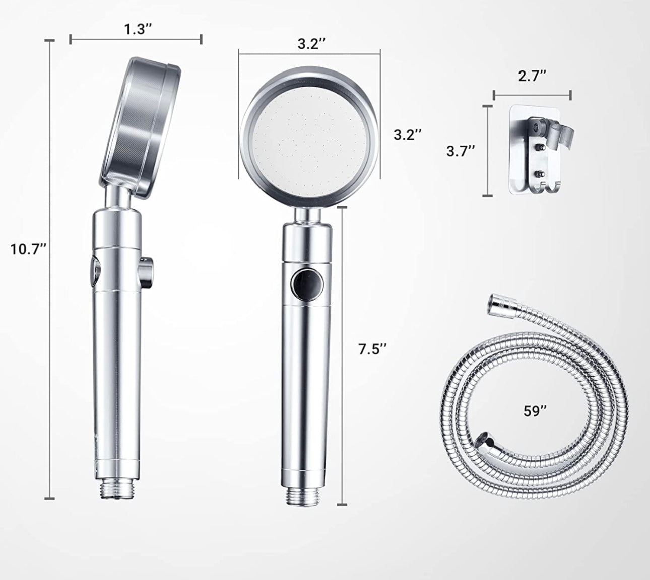 Two for $15 High Pressure Handheld Shower Head with Pause Switch, 3 Spray Modes Shower Head with Filter Hose and Adjustable Bracket,360 Degree Rotating Shower Head