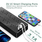 Surge Protector Power Strip (2100J), 12 Outlets with 1 USB C and 2 USB A Ports for iPhone 15/15 Plus/15 Pro/15 Pro Max, 5ft Extension Cord, Flat Plug, 20W USB C Charging for Home, Office,TUV Listed