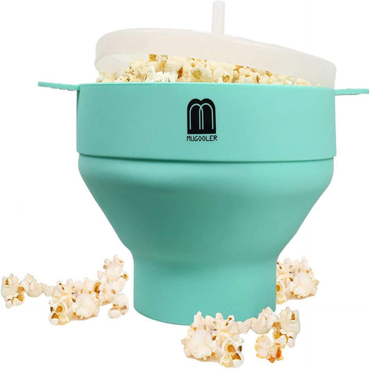 Microwave Popcorn Popper Silicone Popcorn Maker, Collapsible Bowl with Lid BPA Free and Dishwasher Safe