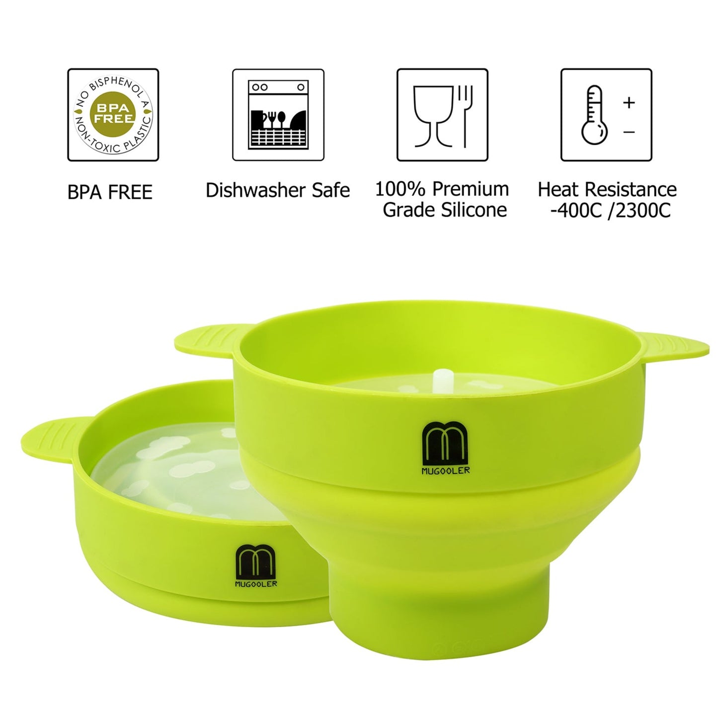 Microwave Popcorn Popper Silicone Popcorn Maker, Collapsible Bowl with Lid BPA Free and Dishwasher Safe