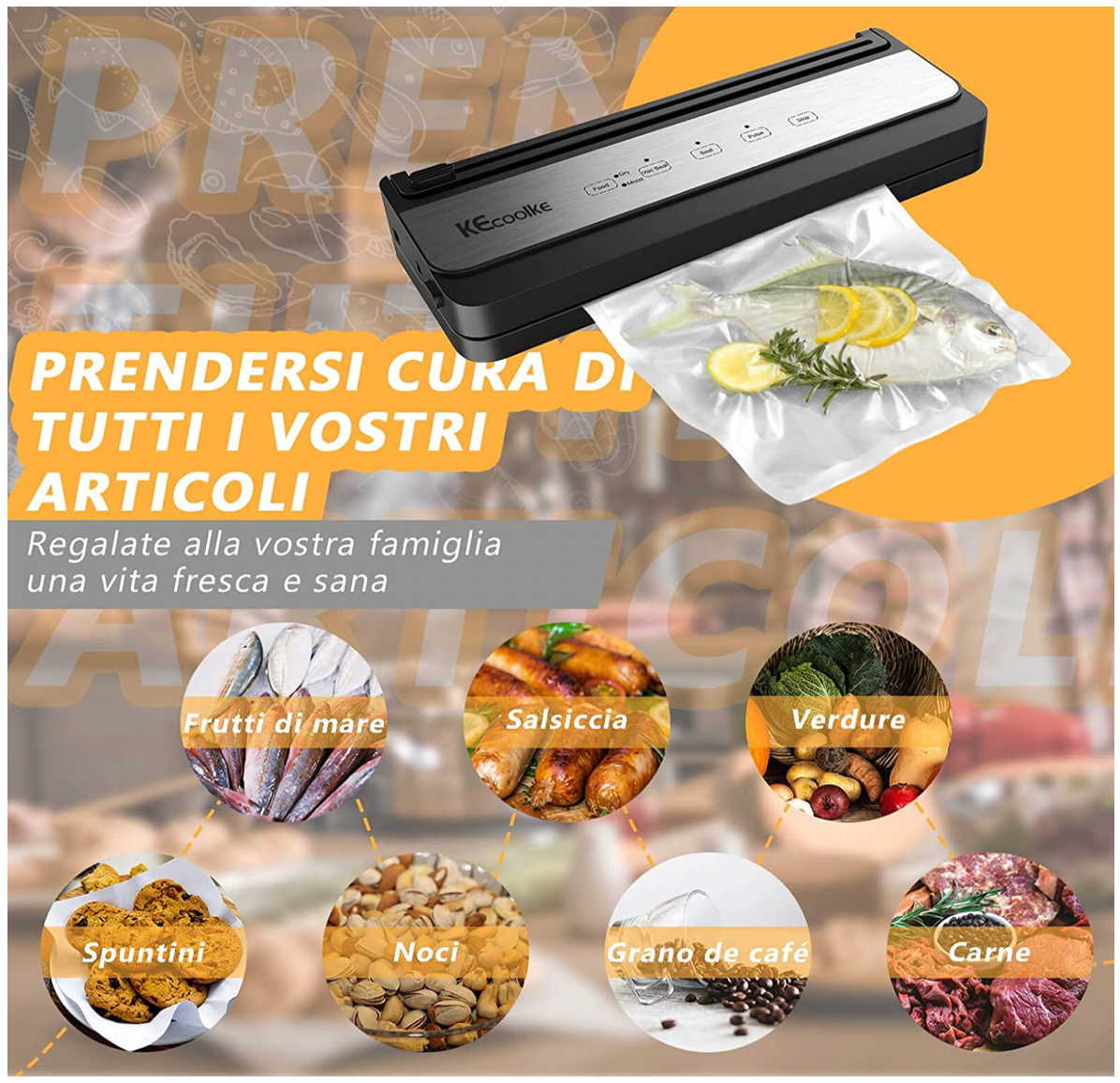 Vacuum Sealer Food Sealer Machine, Automatic Food Vacuum Sealer with Compact Design, Dry & Moist Food Modes